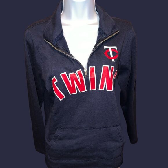 Women’s MLB MN Twins PINK Collaboration Light Weight 1/4 Zip Hoodie Size Small - Picture 3 of 5